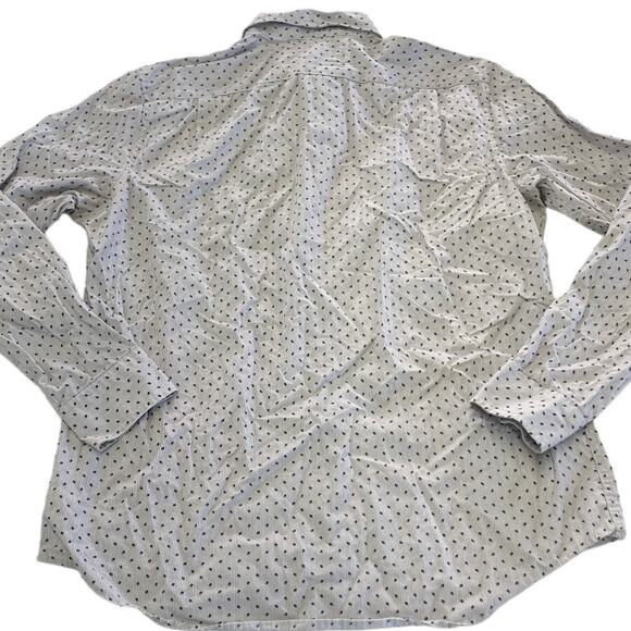 Michael Kors Shirt Men Large Blue Grey Striped Classic Button Up Cotton Career - Picture 2 of 8